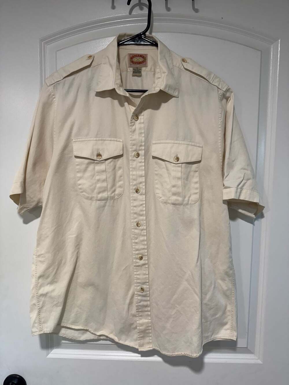 Vintage 80s Banana Republic Safari Utility Shirt Cream Men’s M